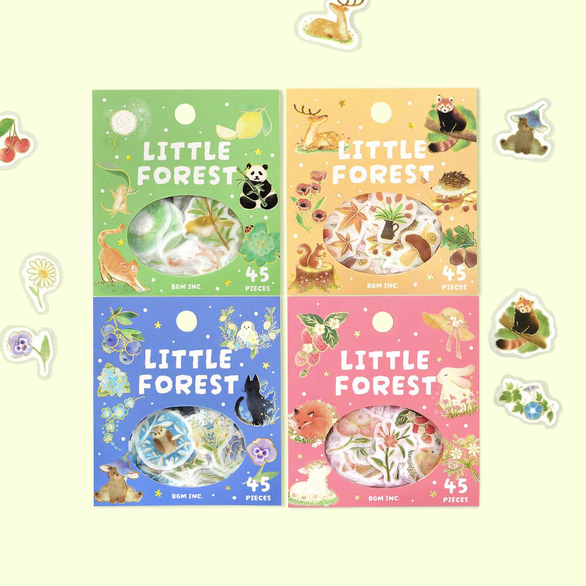 Brown Squirrel Otter Hedgehog Deer Capybara Red Panda | 'Little Forest' | Planner Flake Stickers | BGM