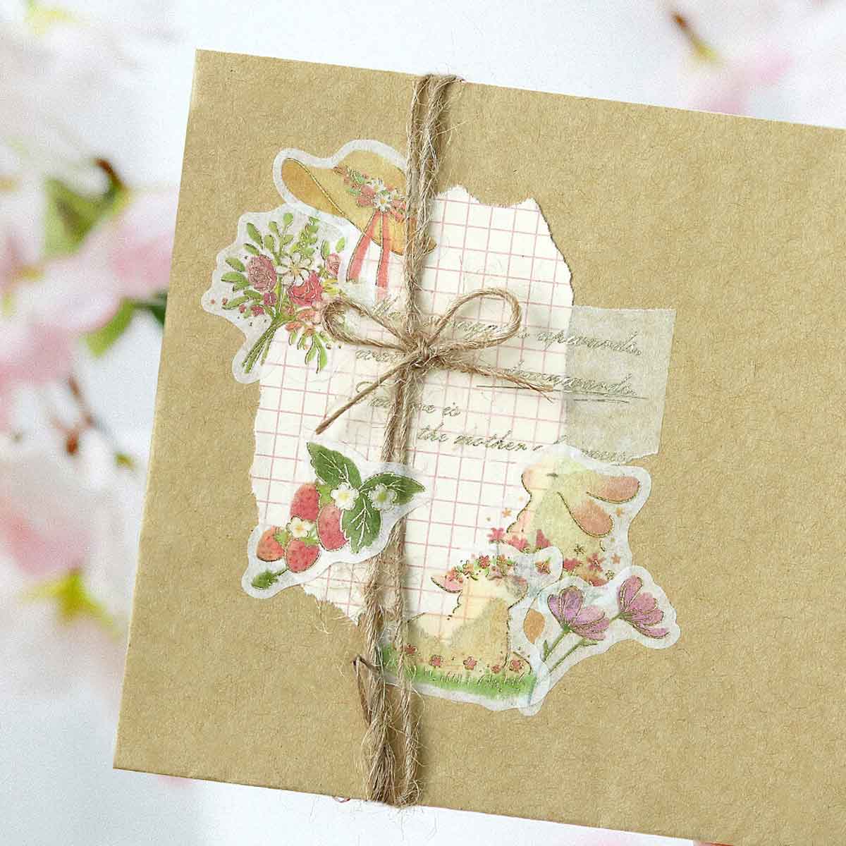 Pink Strawberries Fox Rabbit Lamb | 'Little Forest' | Planner Flake Stickers | BGM