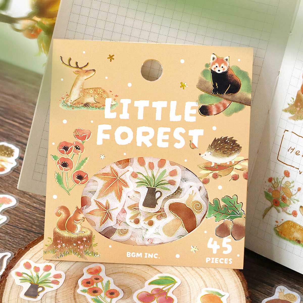 Brown Squirrel Otter Hedgehog Deer Capybara Red Panda | 'Little Forest' | Planner Flake Stickers | BGM