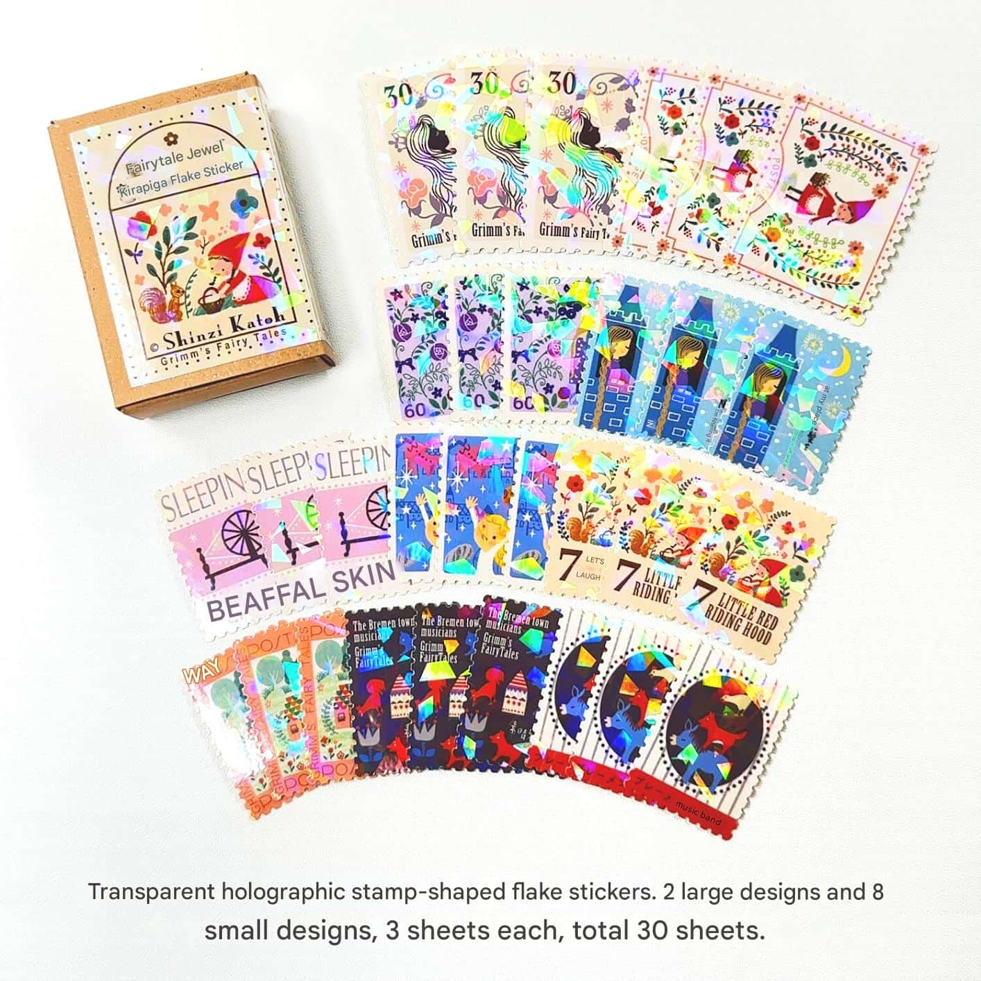 Little Red Riding Hood Grimm's Fairy Tales 2 Kirapika matchbox flake stickers | Shinzi Katoh