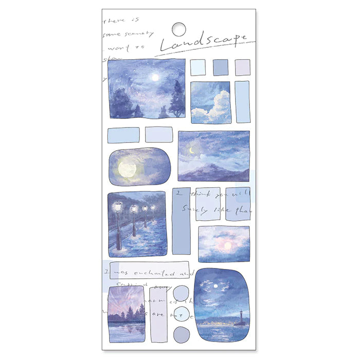 Moonlight 'Landscape' Translucent Paper Sticker Sheet