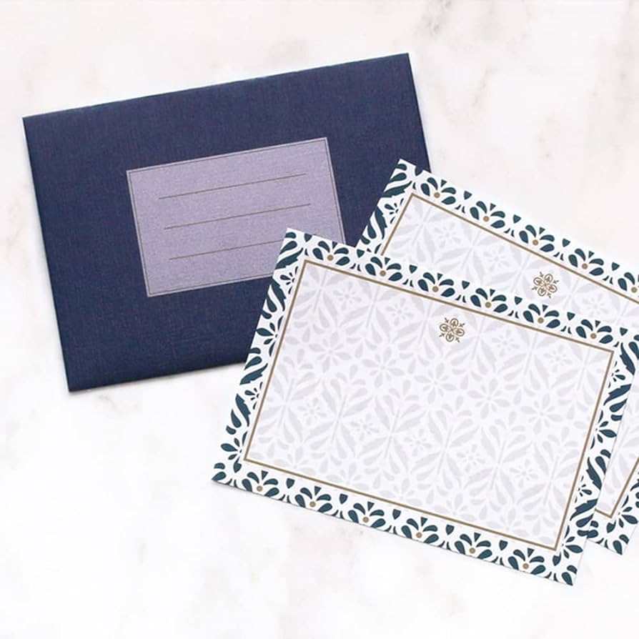 Fiona Small Letter Writing Set - Navy Pattern