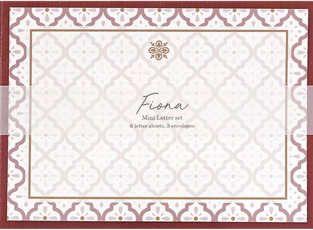Fiona Small Letter Writing Set - Dark Red Pattern