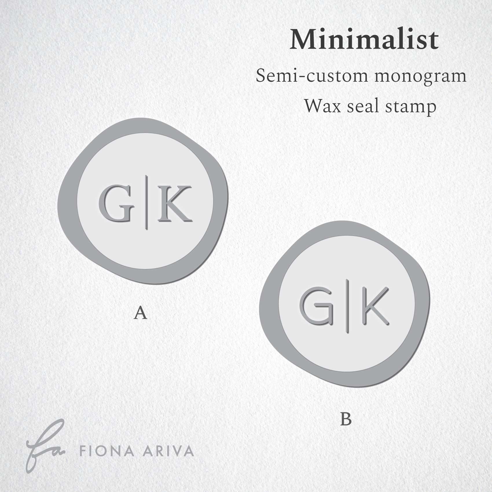 Minimalist wedding monogram semi custom initials wax seal stamp or kit with letters only