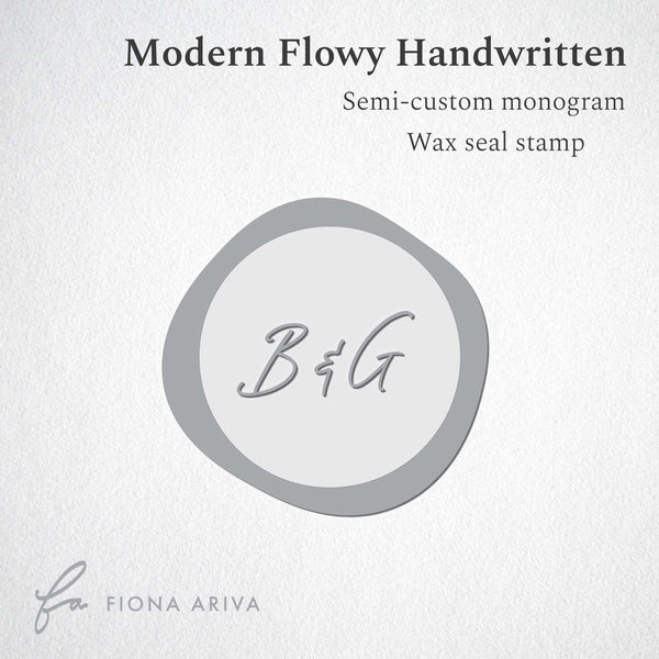 Modern Flowy Handwritten wedding monogram semi custom initials wax sea