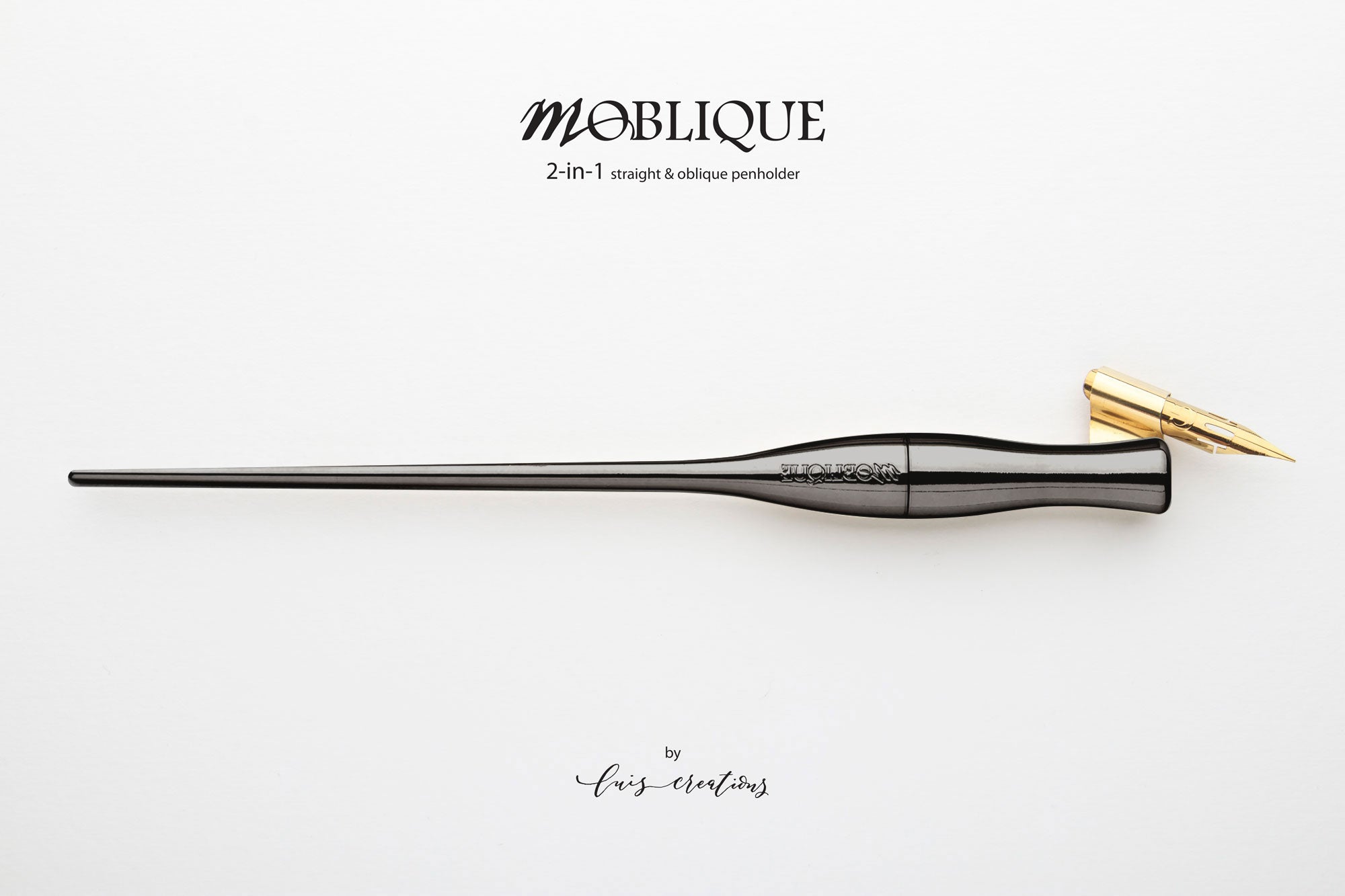Moblique Black Calligraphy 2-in-1 Oblique Penholder Luis Creations Moonlight Shadow