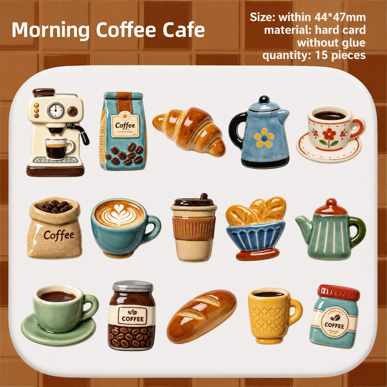 Morning Coffee Cafe 'Cozy Curiosities' Cardstock Flake Stickers