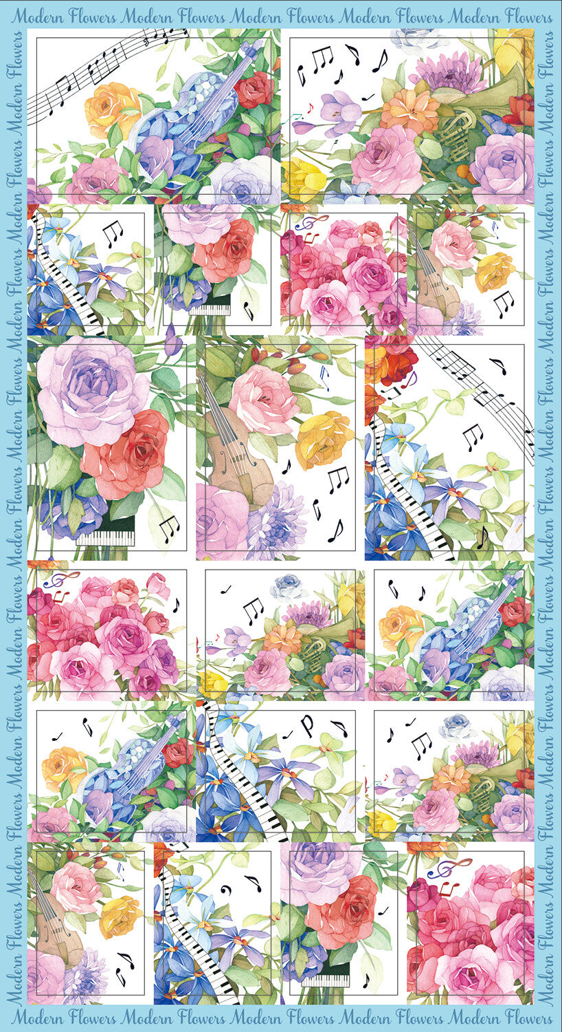 Music & Flowers Keyboard Instruments Stickers Sheet