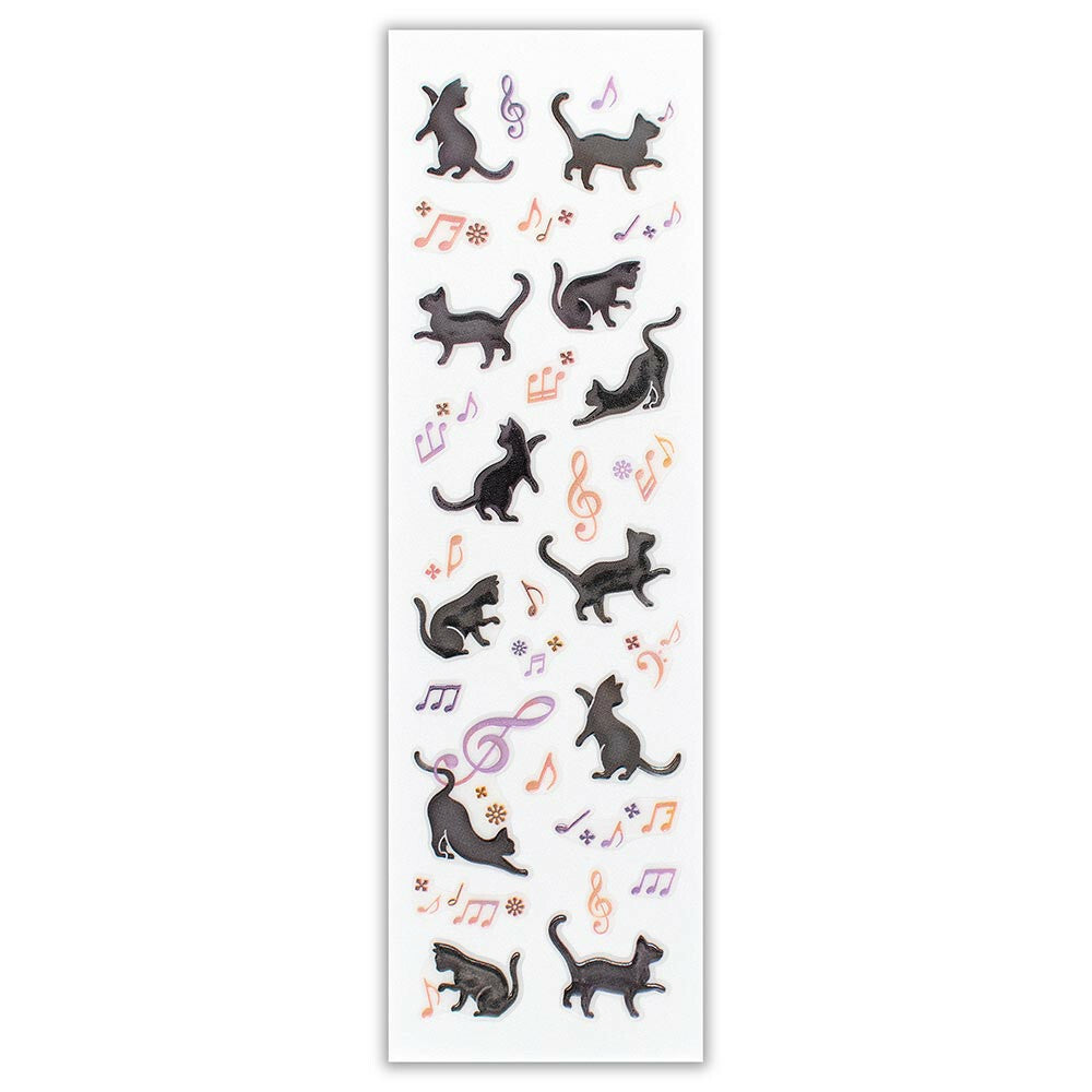 Musical Cats 3D Raised Embossed Stickers Sheet