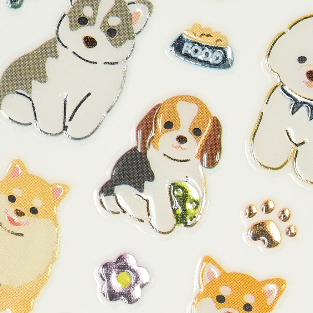 Musical Dogs 3D Raised Embossed Stickers Sheet