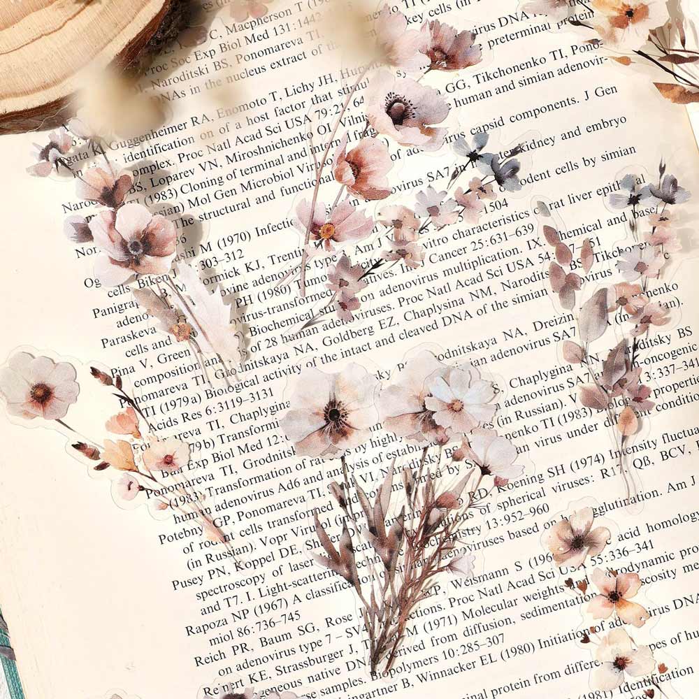 Mysterious Flower Mist Watercolour Beige Sepia Flake Stickers