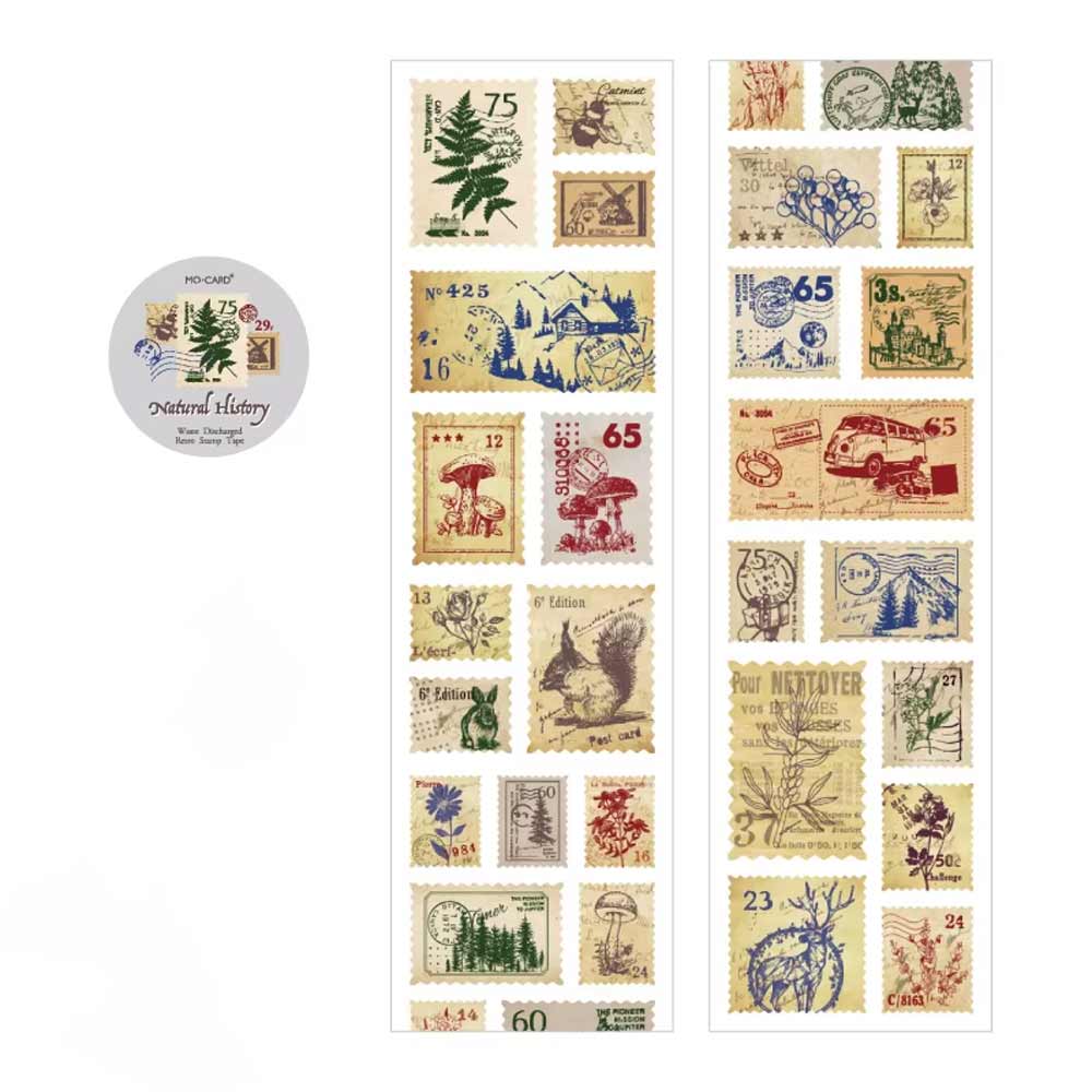 Natural History Forest Mushrooms Vintage Post Stamp Sticker Roll