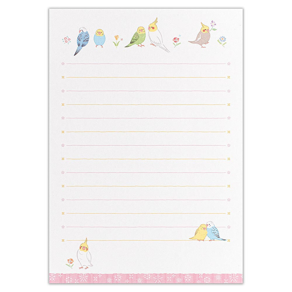 Parakeet Budgie Birds Pink Saezuri Letter Writing Set