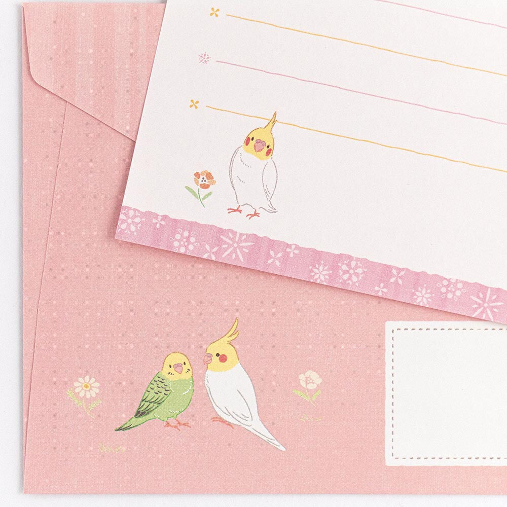 Parakeet Budgie Birds Pink Saezuri Letter Writing Set