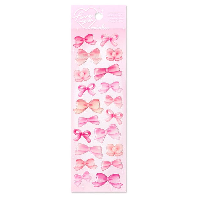 Pink Ribbon 'Fave You' 3D Epoxy Resin Stickers Sheet