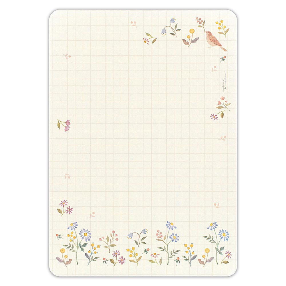 Purple Flower Garden & Bird | 'Awairo' Series | Letter Writing Set