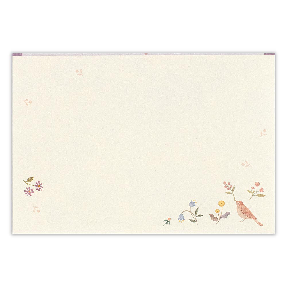 Purple Flower Garden & Bird | 'Awairo' Series | Letter Writing Set