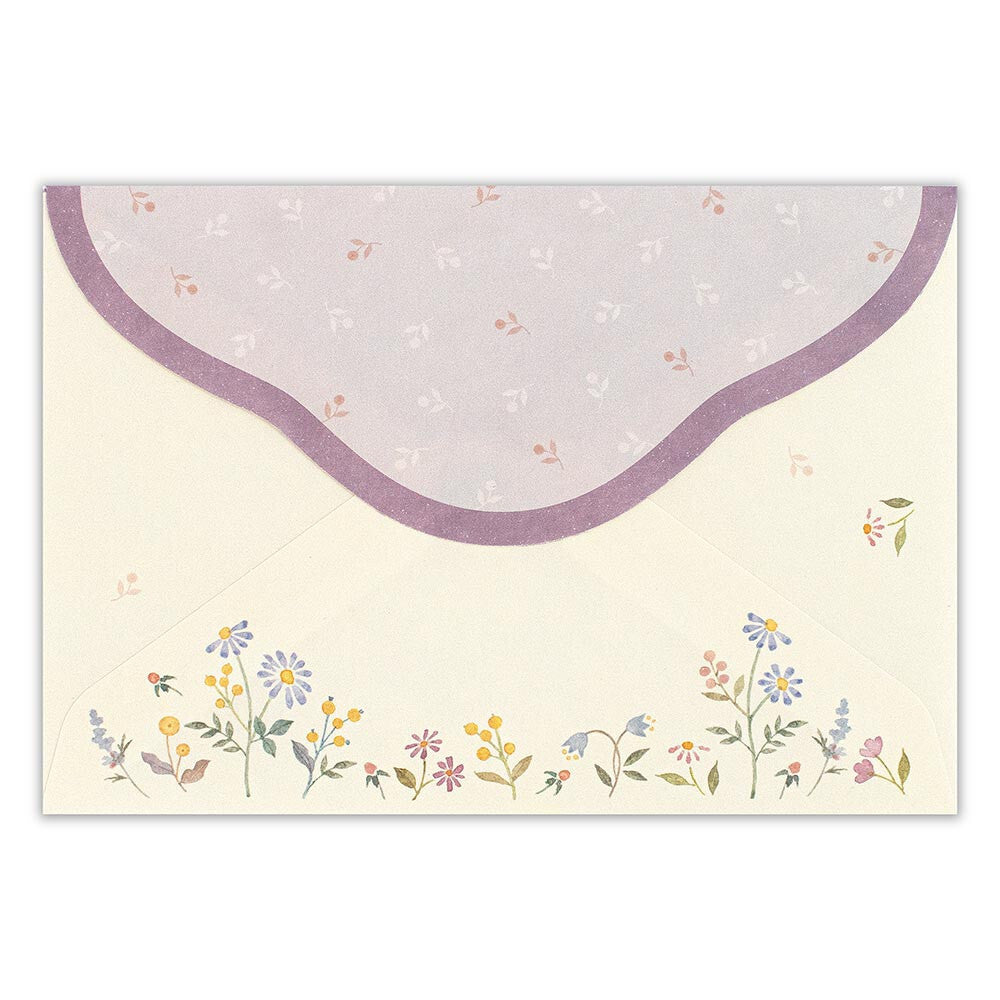 Purple Flower Garden & Bird | 'Awairo' Series | Letter Writing Set