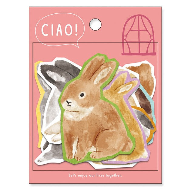 Rabbits 'Ciao' Flake Stickers  Mind Wave
