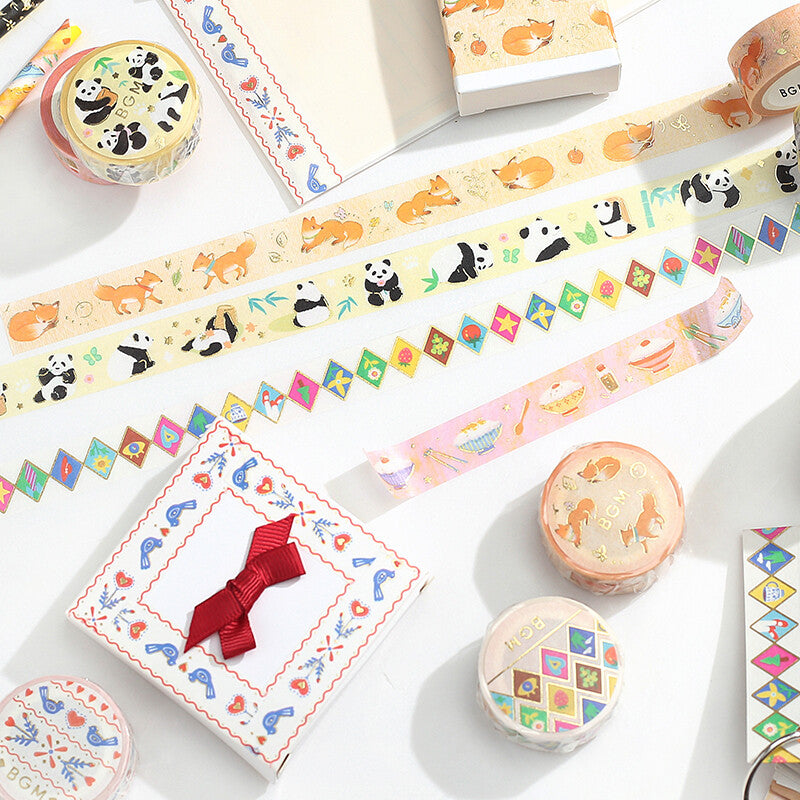 Red Ribbon Scandi Vintage Bird Embroidery | Washi Tape | BGM