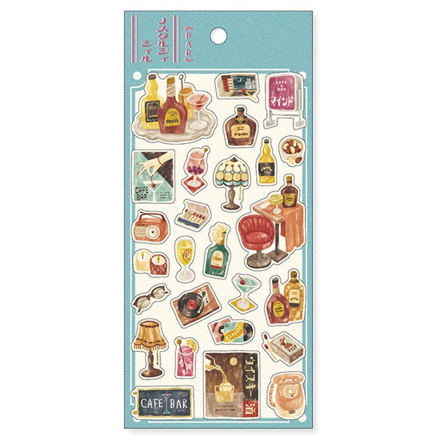 Retro Bar Cocktails Nostalgic Stickers Sheet