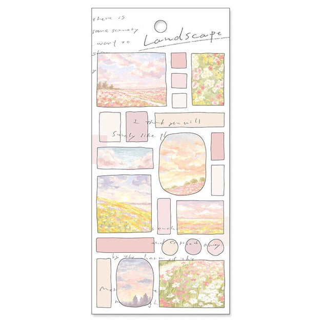 Rosy Pastel Clouds 'Landscape' Translucent Paper Sticker Sheet