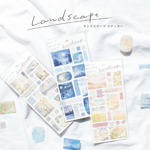 Rosy Pastel Clouds 'Landscape' Translucent Paper Sticker Sheet