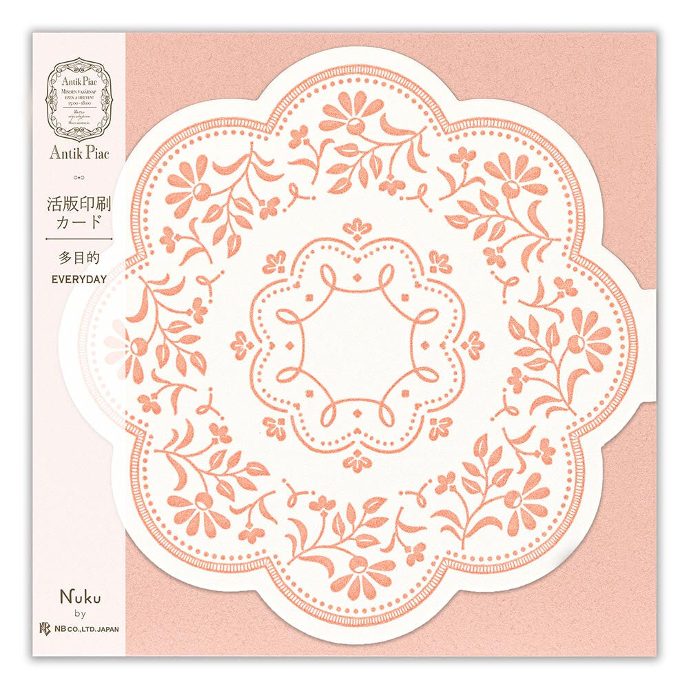 Scallop Round Pink Floral Small Greeting Card