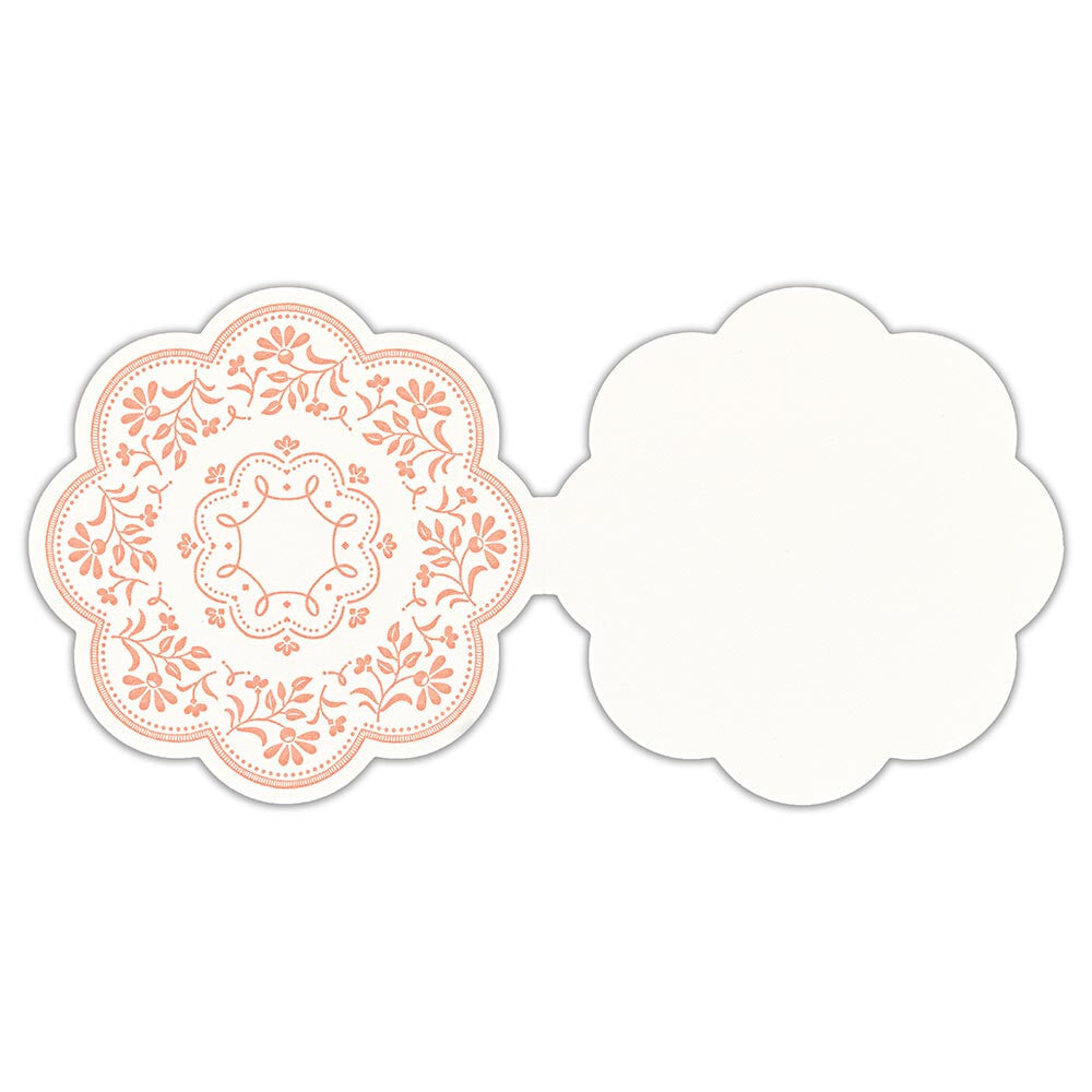 Scallop Round Pink Floral Small Greeting Card