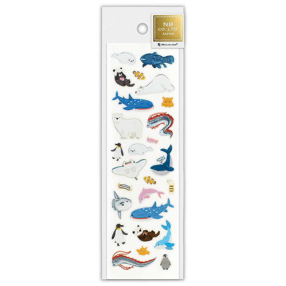 Sea Creatures Manta Ray Otter Polar Bear Whale Shark Raised Stickers Sheet