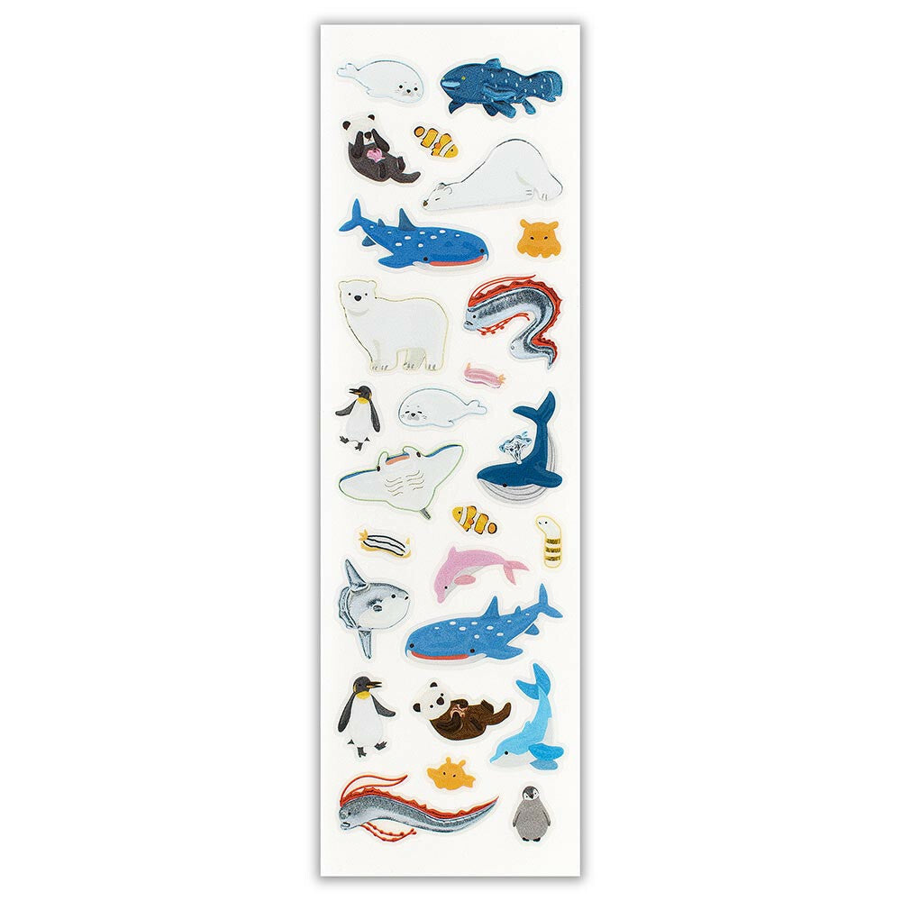 Sea Creatures Manta Ray Otter Polar Bear Whale Shark Raised Stickers Sheet