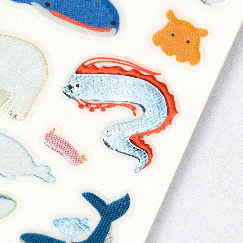 Sea Creatures Manta Ray Otter Polar Bear Whale Shark Raised Stickers Sheet