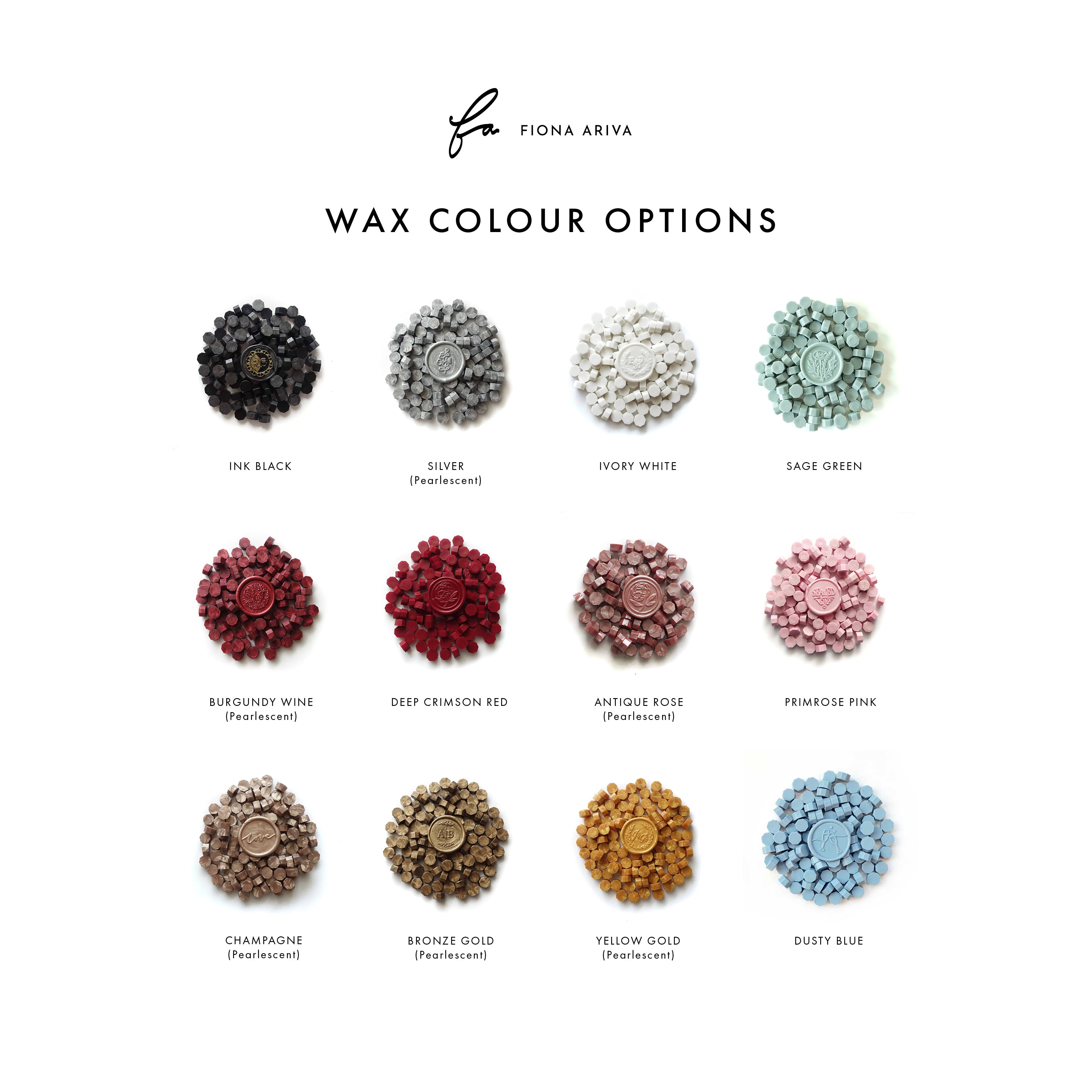 wax seal sticker colour swatch options