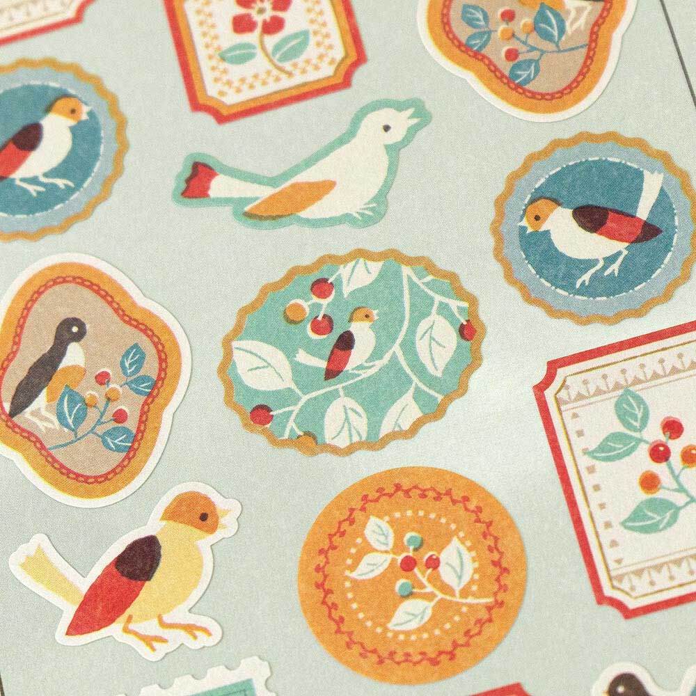 Small Birds & Fruit Sticker Seals | 'Wanowa' Series | Stickers Sheet