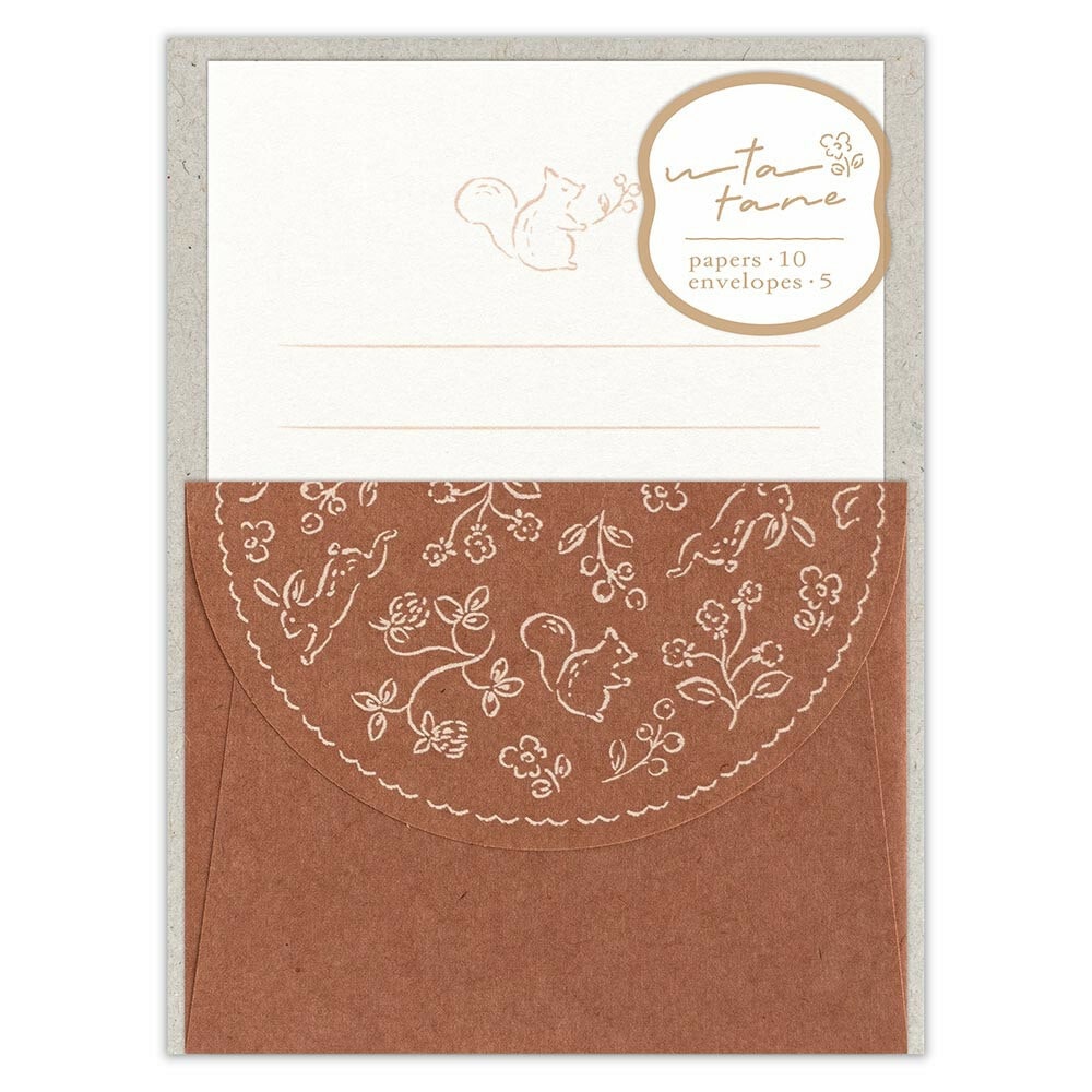 Squirrel & Field Rabbit | Mini Letter Writing Set | 'Utatane' Series