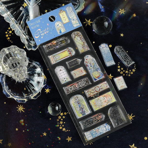 Stained Glass Window 'Crystal Deco Seal' 3D Epoxy Resin Stickers Sheet