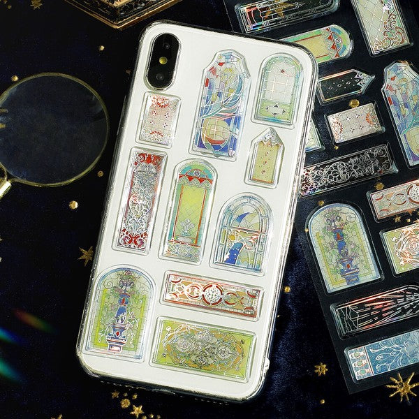 Stained Glass Window 'Crystal Deco Seal' 3D Epoxy Resin Stickers Sheet