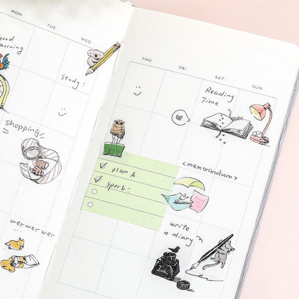 Stationery  Mini Animals  Planner Flake Stickers  BGM