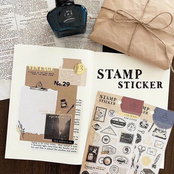 Stationery | Stamp Sticker | Vintage Style Stickers Sheet