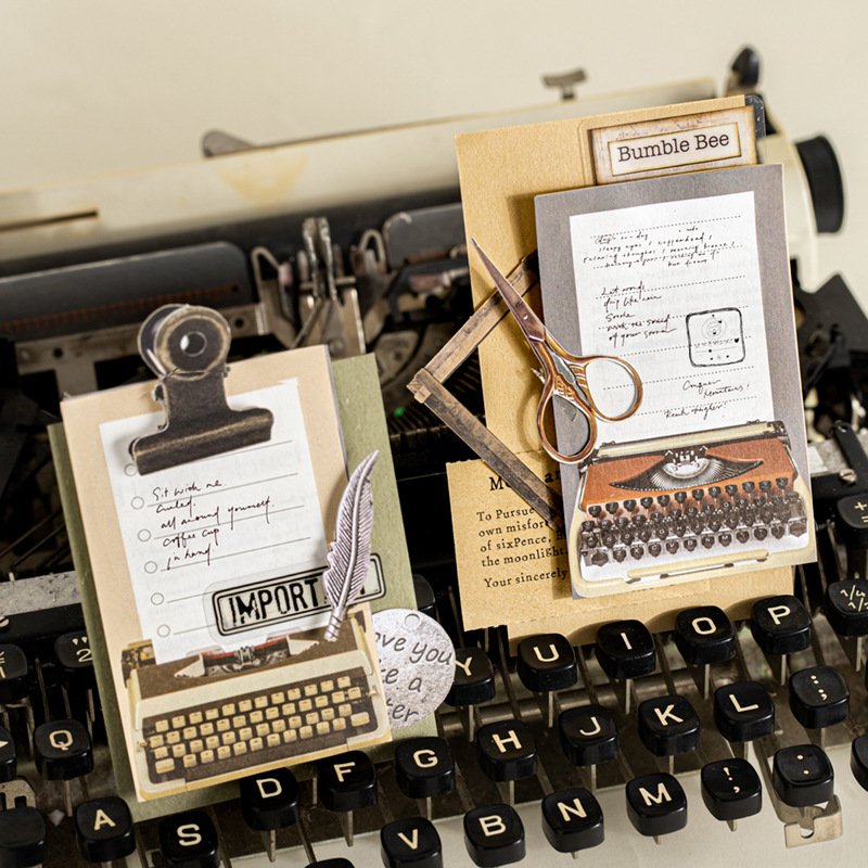 Sticky Notes Lined Pad | Antique Brown Typewriter 50 sheets