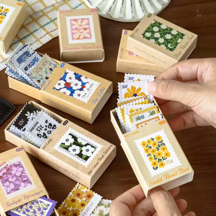Retro Postage Stamp Style Matchbox Flake Stickers