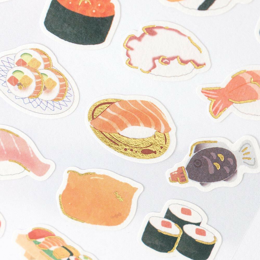 Sushi Restaurant Gold Foiled Sticker Sheet