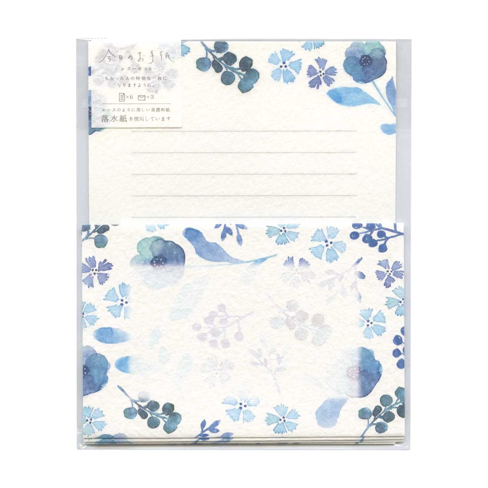 blue poppy flowers letter writing set australis