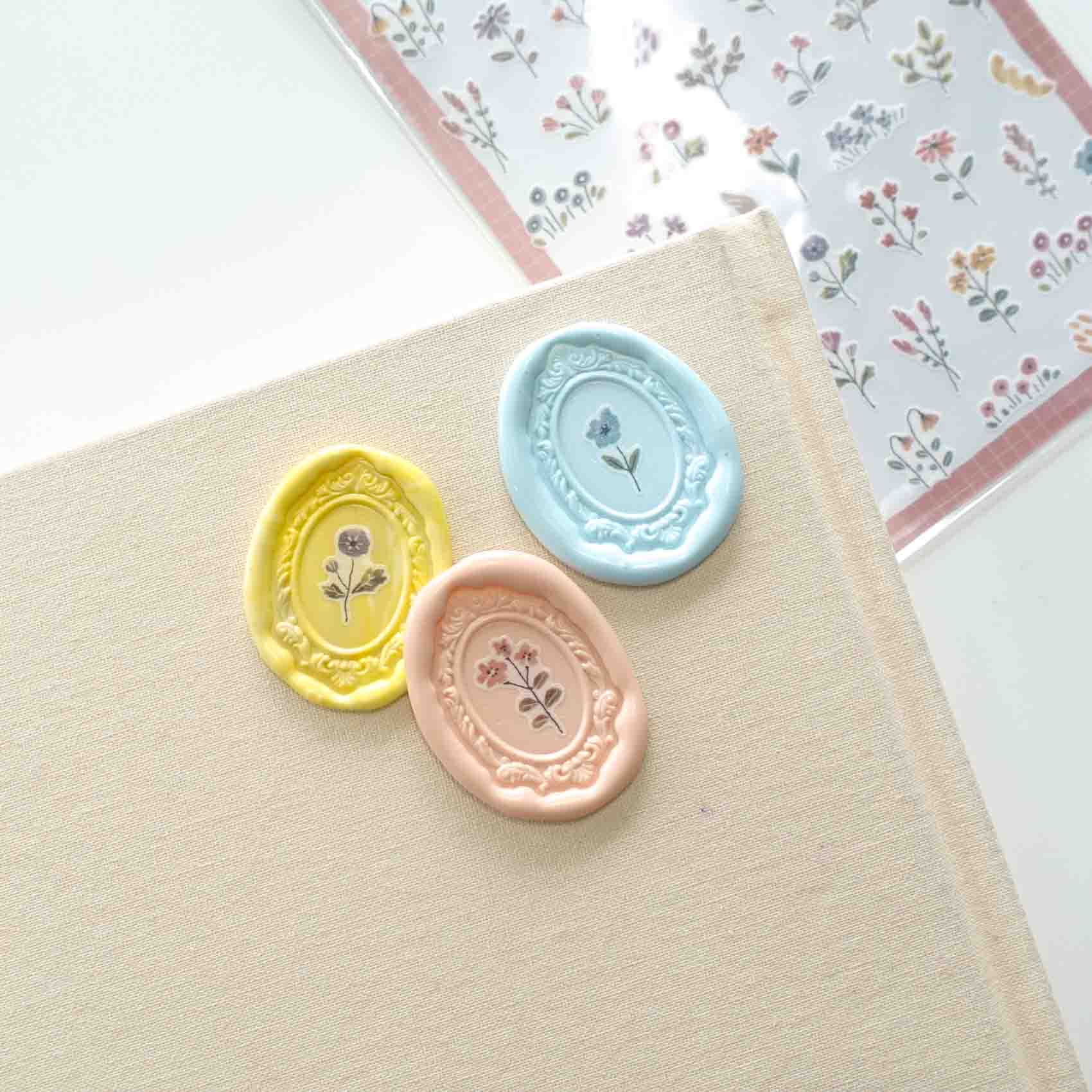 flower cozy stickers planner journal japanese washi wax seal