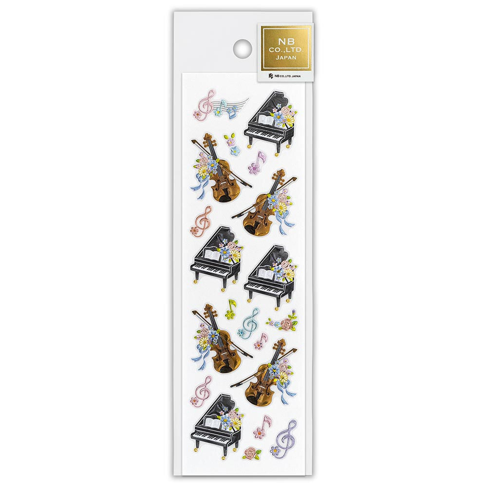 Violin & Piano Music 3D Raised Embossed Stickers Sheet