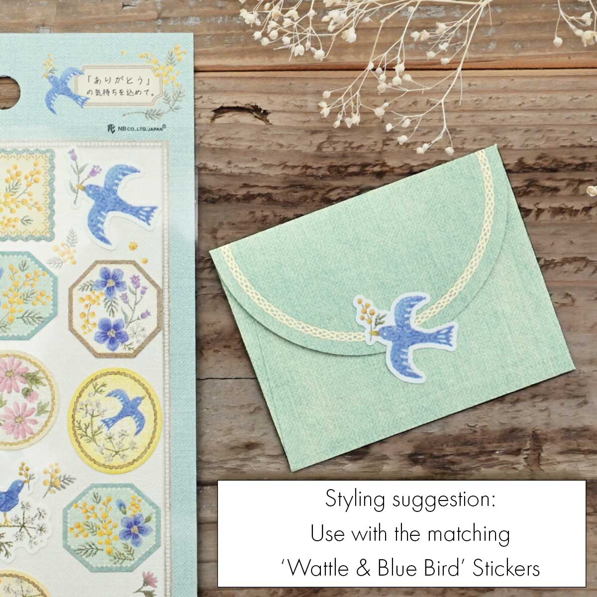Wattle & Blue Bird | 'Lucky Charm Fleurs et Chance' | Mini Letter Writing Set