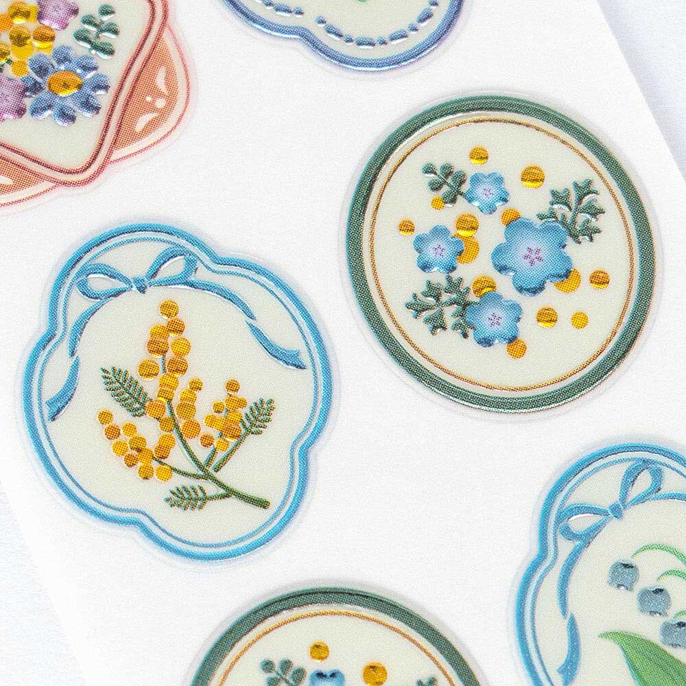 Wattle & Lily of the Valley 3D Raised Embossed Stickers Sheet