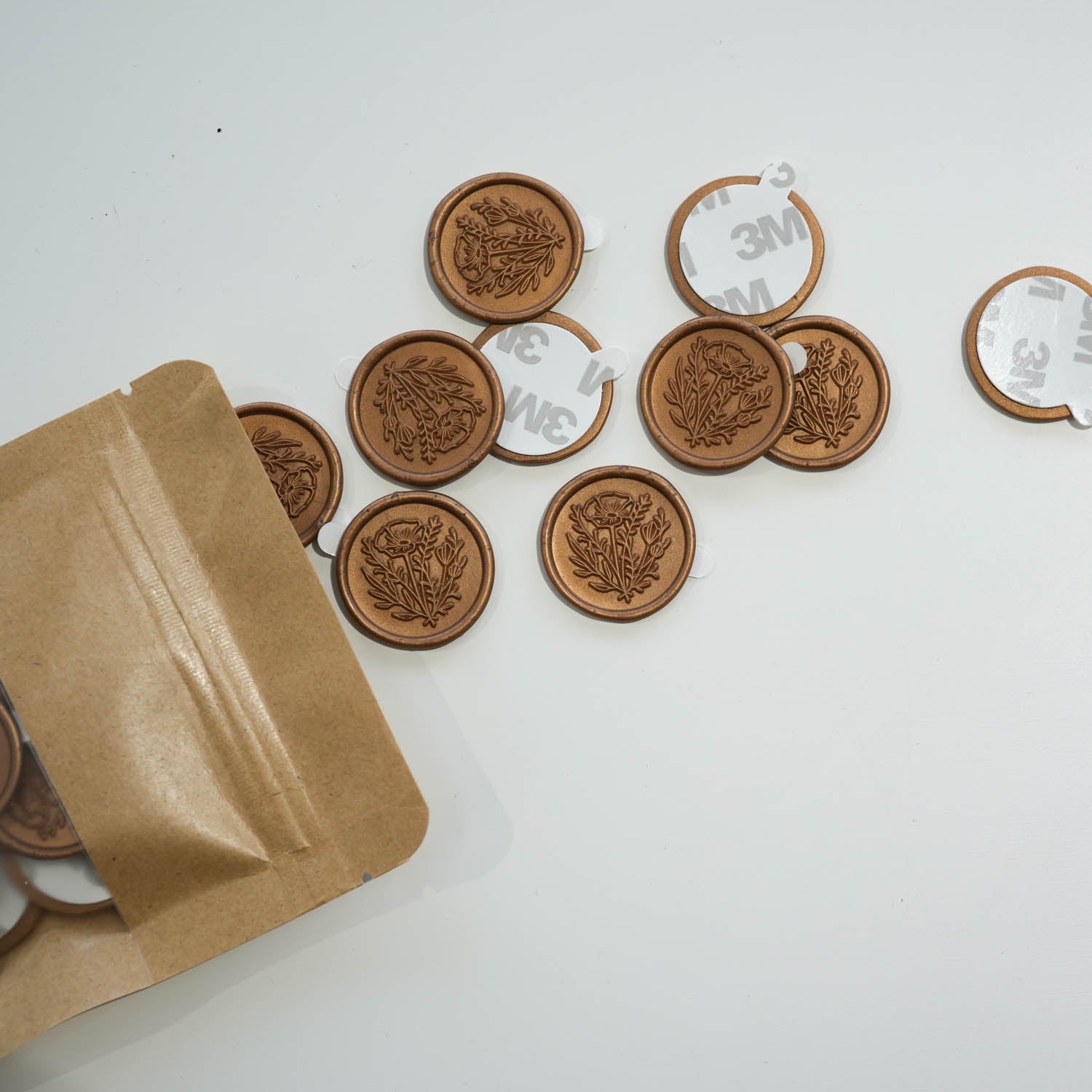 Wildflower Premade Self Adhesive Bronze Gold Wax Seal Stickers Bulk Pack Fiona Ariva Australia