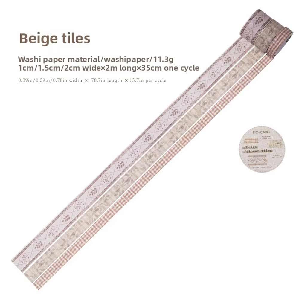 'Beige Flower Tiles' Washi Tape Set (3-pack)