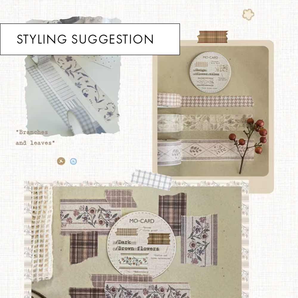 'Beige Flower Tiles' Washi Tape Set (3-pack)